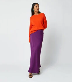 RODIER Lange Satijnen Plooirok