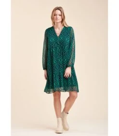 Korte Jurk In Tie & Dye Printed Polyester