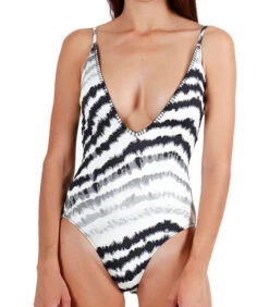 1-delig Zwempak Tie And Dye Zwart