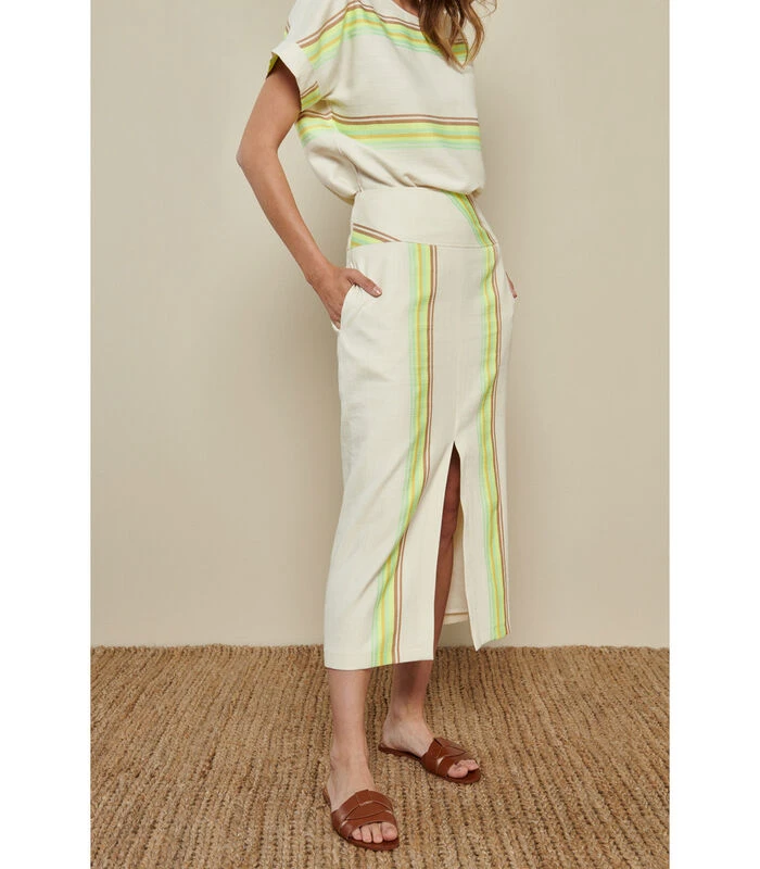 Midi-rok Met Neon Gele Strepen 1 Midi-rok Met Neon Gele Strepen