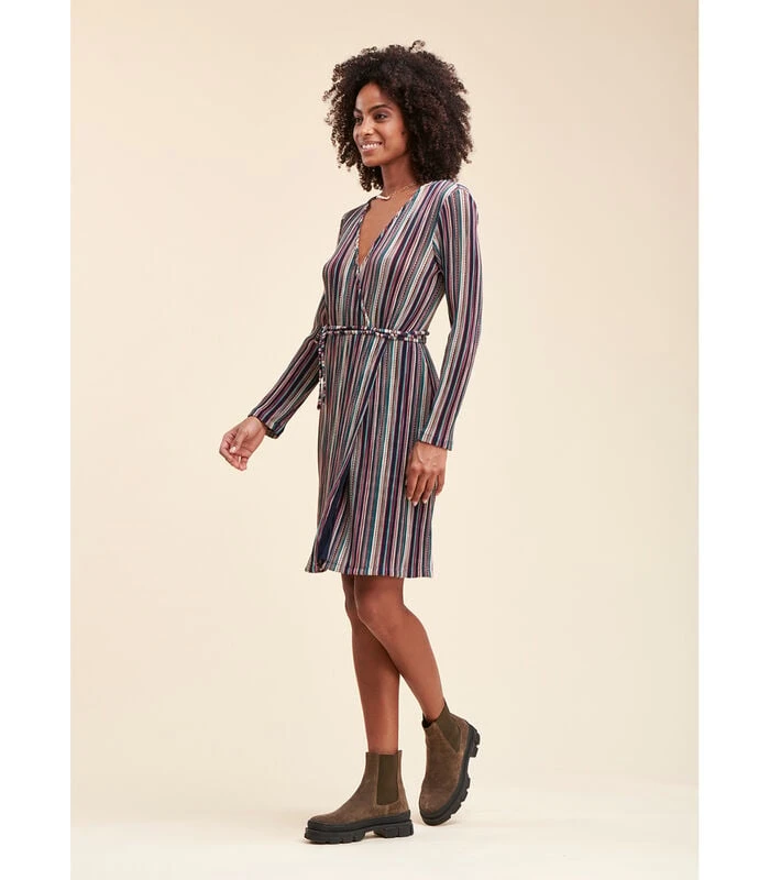 Overslagjurk Met Meerkleurige Strepen 3 Overslagjurk Met Meerkleurige Strepen - Afbeelding 3