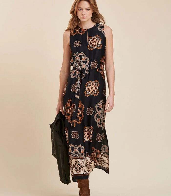 Maxi-jurk Met Etnische Print Op Basis 1 Maxi-jurk Met Etnische Print Op Basis