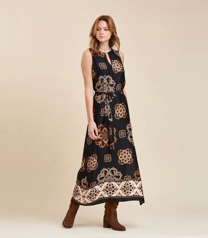 Maxi-jurk Met Etnische Print Op Basis 2 Maxi-jurk Met Etnische Print Op Basis - Afbeelding 2