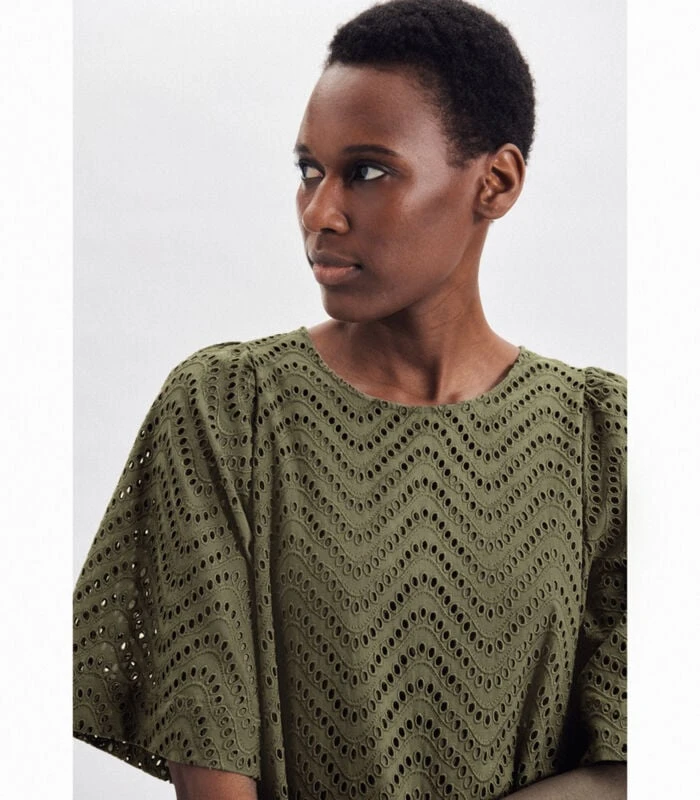 Seidensticker Jurk Gat Borduurwerk Korte Mouwen Ronde Hals 4 Seidensticker Jurk Gat Borduurwerk Korte Mouwen Ronde Hals - Afbeelding 4