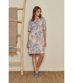 Hemdsjurk Met Delfste Print