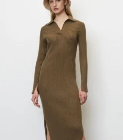 Marc O'Polo Ribgebreide Jurk Met Polokraag