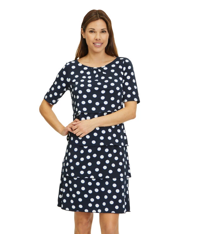 Betty Barclay Gelaagde Jurk Korte Mouwen 1 Betty Barclay Gelaagde Jurk Korte Mouwen