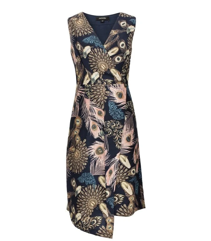 Mid-length Wikkeljurk Met Verenprint 3 Mid-length Wikkeljurk Met Verenprint - Afbeelding 3