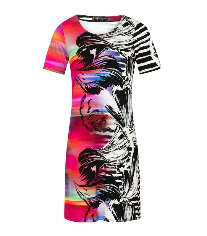 Bedrukte Jersey Uitlopende Jurk MALALA 1 Bedrukte Jersey Uitlopende Jurk MALALA