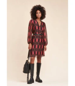 Korte Jurk In Gedrukte Zijden Viscose -sluier