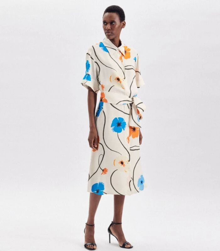 Seidensticker Jurk Bloemen Korte Mouwen Kraag 1 Seidensticker Jurk Bloemen Korte Mouwen Kraag