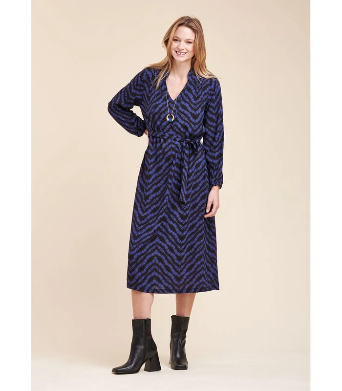 Middenlengte Met Tweekleurige Printjurk 1 Middenlengte Met Tweekleurige Printjurk