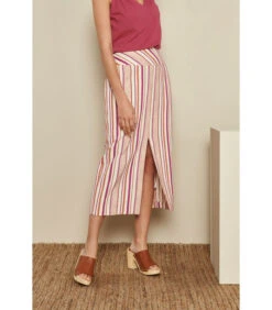 Midi-rok Met Kleurrijke Strepen