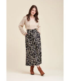 Middenlengte Rok Met Dubbele Lengte Met Tweekleurige Print