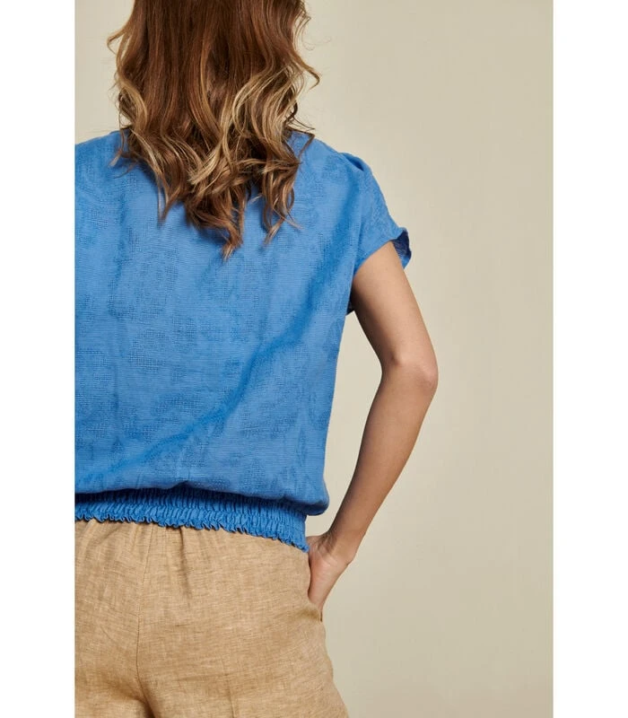 Tuniekbloes In Azuurblauwe Structuurstof 2 Tuniekbloes In Azuurblauwe Structuurstof - Afbeelding 2