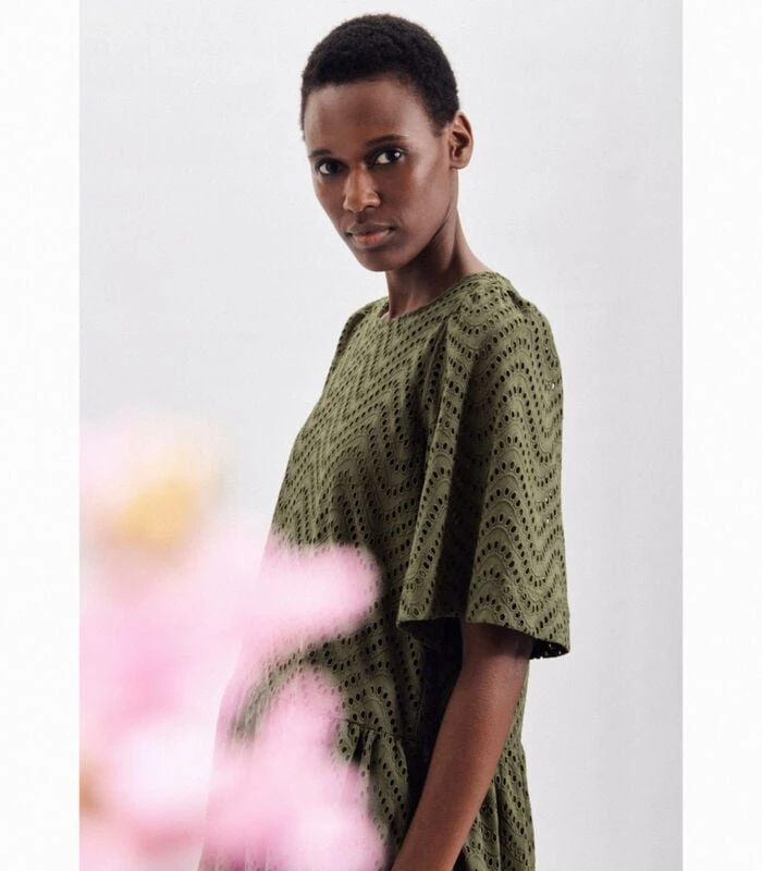 Seidensticker Jurk Gat Borduurwerk Korte Mouwen Ronde Hals 5 Seidensticker Jurk Gat Borduurwerk Korte Mouwen Ronde Hals - Afbeelding 5