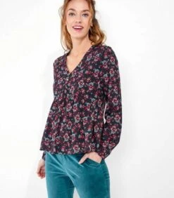 Bedrukte Uitlopende Vloeibare Blouse AMRITA