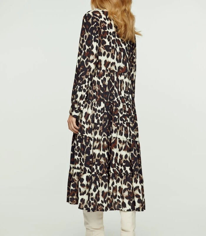 Jurk Met Dierenprint En Knoopdetail 3 Jurk Met Dierenprint En Knoopdetail - Afbeelding 3