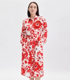 Seidensticker Jurk Bloemen Lange Mouwen Kraag