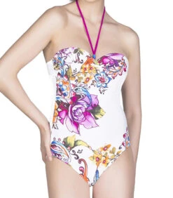 1-delig Strapless Zwempak Flores