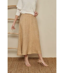 Lange Linnen Rok In Beige
