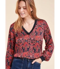 Top In Bedrukte Viscose Satijn