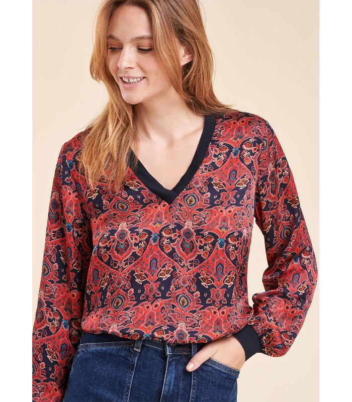 Top In Bedrukte Viscose Satijn 1 Top In Bedrukte Viscose Satijn