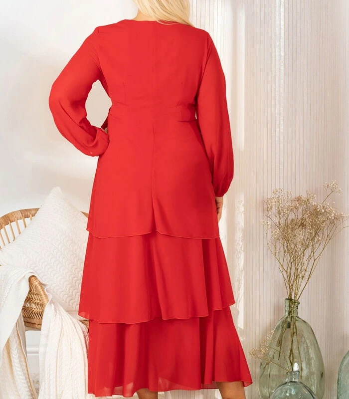 MIRABELLA Chiffon Wikkeljurk Voor Een Bruiloft 3 MIRABELLA Chiffon Wikkeljurk Voor Een Bruiloft - Afbeelding 3