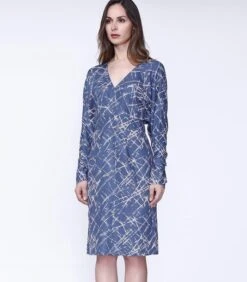 Geometrische Print V-hals Shift Jurk