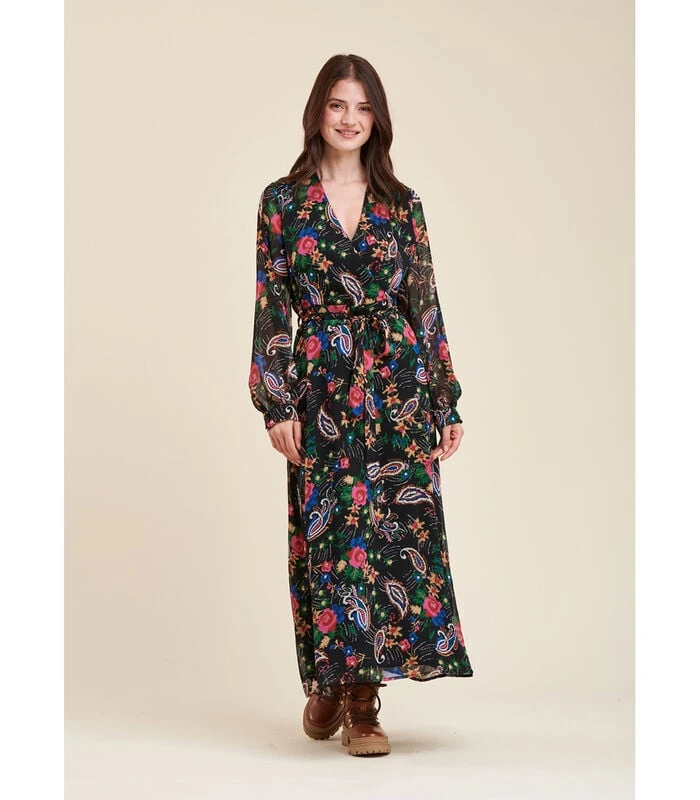 Lange Jurk Met Bloemenprint 2 Lange Jurk Met Bloemenprint - Afbeelding 2