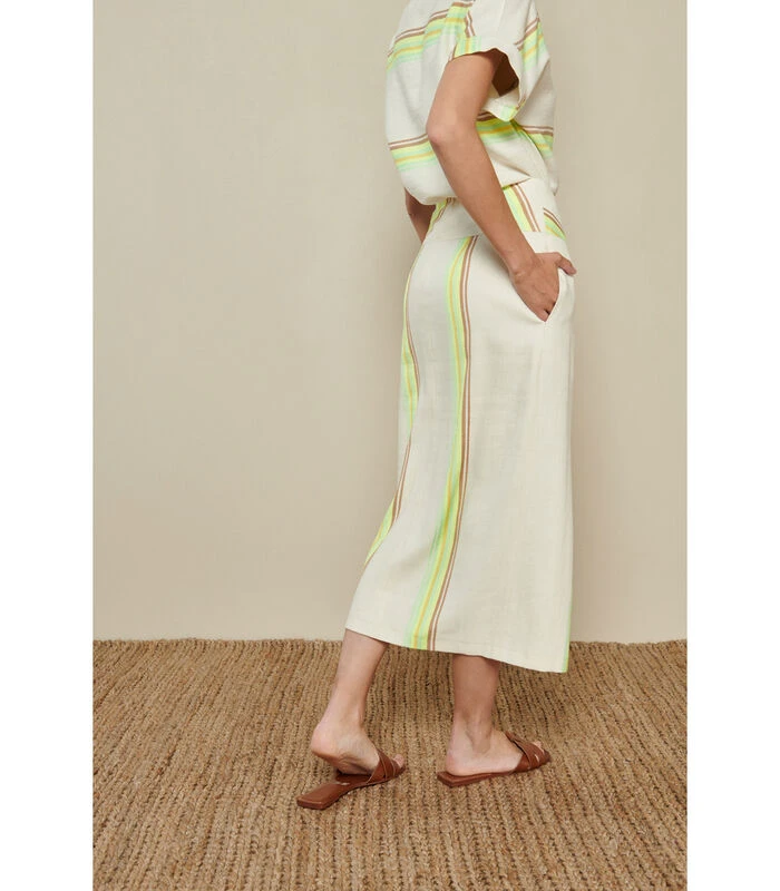 Midi-rok Met Neon Gele Strepen 2 Midi-rok Met Neon Gele Strepen - Afbeelding 2