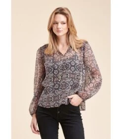 Voldoende Top Met Bloemrijke Print In Polyester Sluier