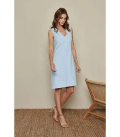 Lichtblauwe Midi-jurk