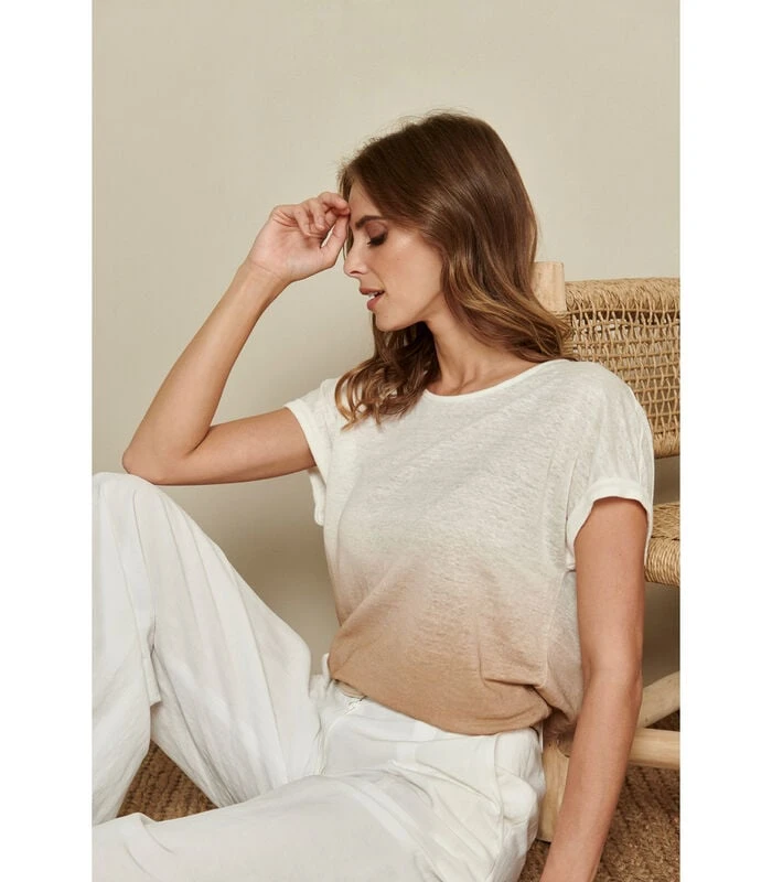 Bi-col Dégradé T-shirt In Zandtinten 1 Bi-col Dégradé T-shirt In Zandtinten