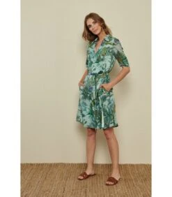 Jurk In Print Met Lagunegroen