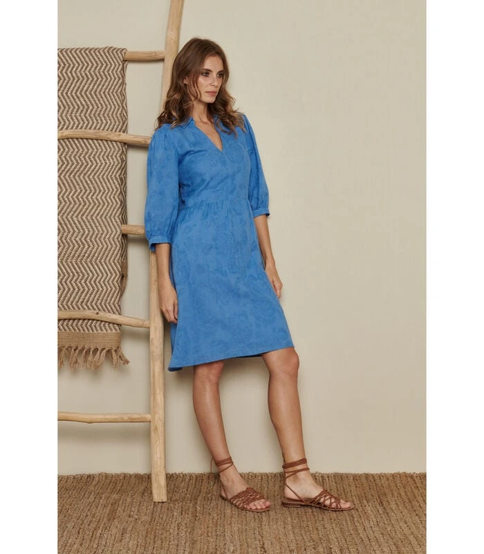 Azuurblauwe Midi-jurk 1 Azuurblauwe Midi-jurk