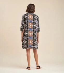 Ecovero™ Viscose Recht Gesneden Korte Jurk Met Etnische Print -Dames Outfits Winkel b00ceeffea5e495f808f3e58dd28b7dc