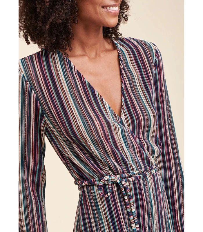 Overslagjurk Met Meerkleurige Strepen 4 Overslagjurk Met Meerkleurige Strepen - Afbeelding 4