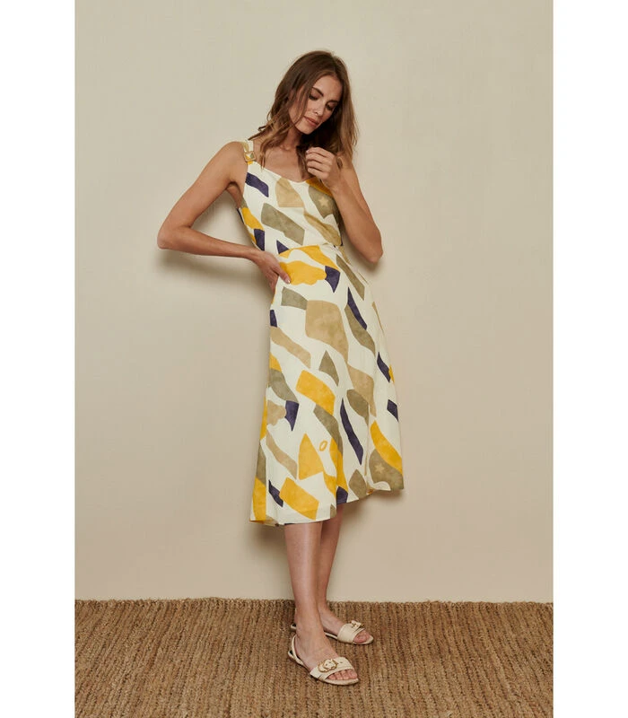 Zomerse Midi-jurk Met Tricolor Print 1 Zomerse Midi-jurk Met Tricolor Print