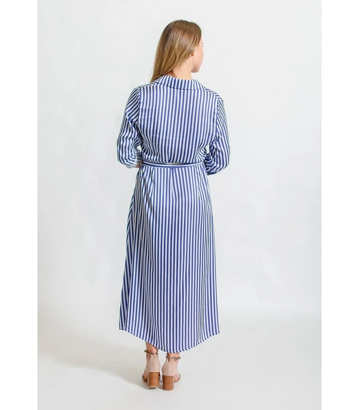 Lange Wijd Uitlopende Jurk Met Strepen 5 Lange Wijd Uitlopende Jurk Met Strepen - Afbeelding 5