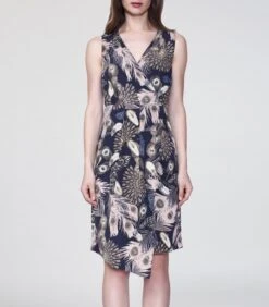 Mid-length Wikkeljurk Met Verenprint