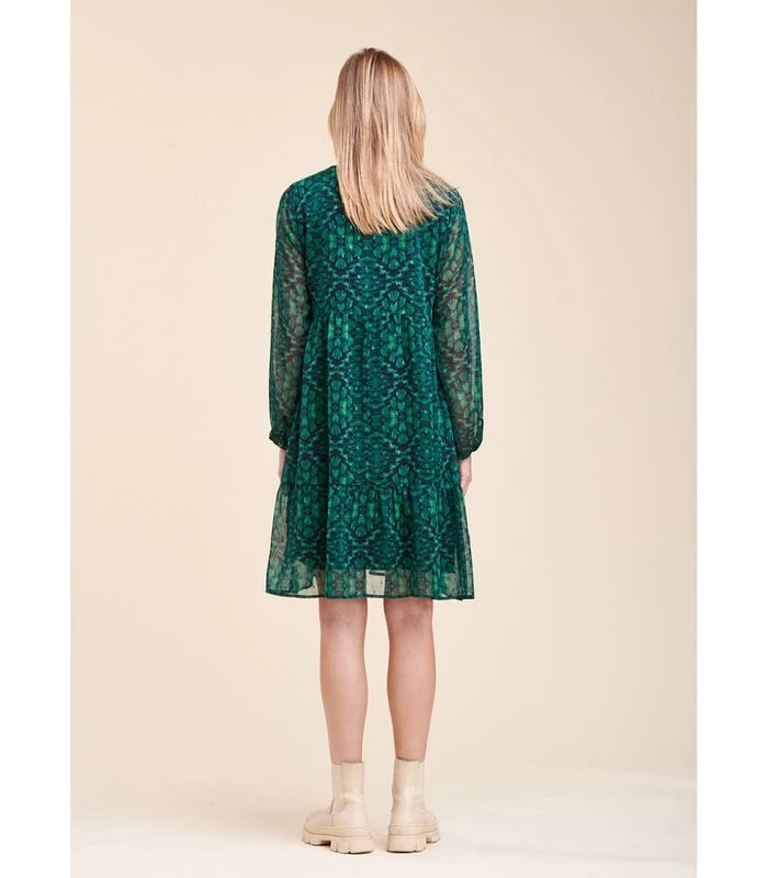 Korte Jurk In Tie & Dye Printed Polyester 3 Korte Jurk In Tie & Dye Printed Polyester - Afbeelding 3