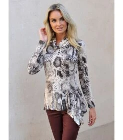Zacht T-shirt Van Viscose Met Slangenprint DENNY -Dames Outfits Winkel c4a7bd3933794ec5a8a524c1a88b880f