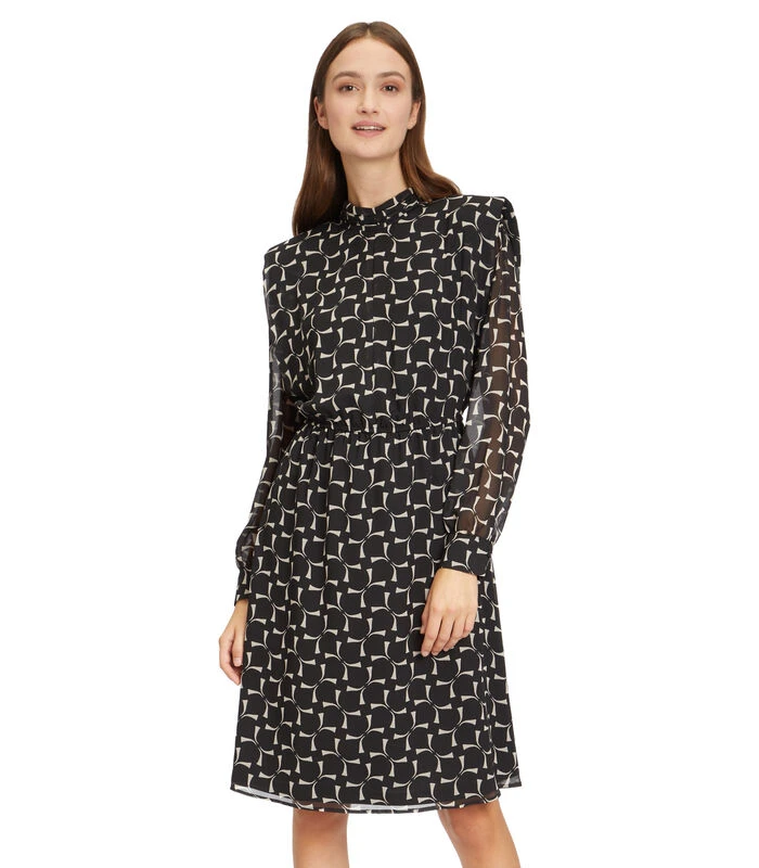 Midi-jurk Met Hoge Kraag 1 Midi-jurk Met Hoge Kraag