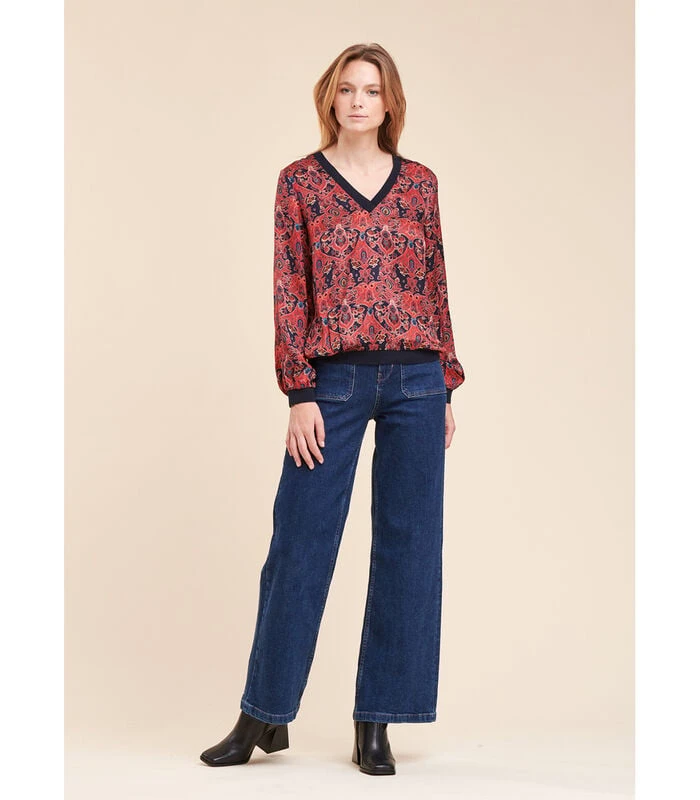 Top In Bedrukte Viscose Satijn 2 Top In Bedrukte Viscose Satijn - Afbeelding 2