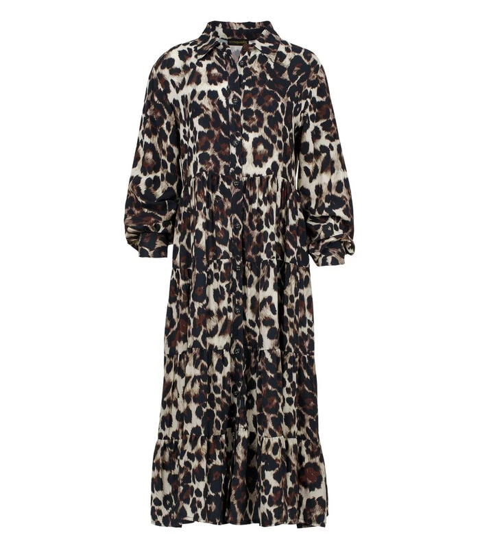 Jurk Met Dierenprint En Knoopdetail 2 Jurk Met Dierenprint En Knoopdetail - Afbeelding 2