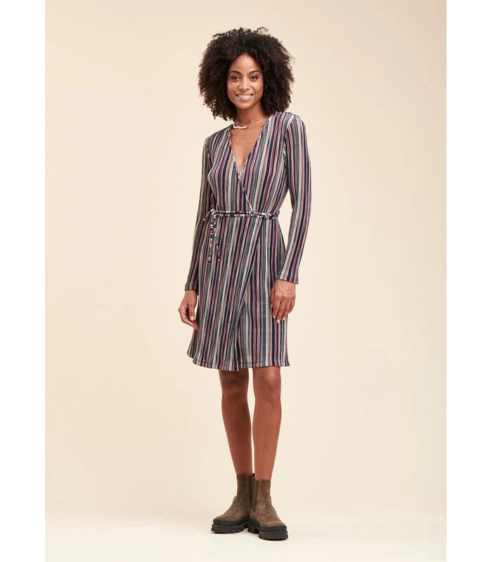 Overslagjurk Met Meerkleurige Strepen 1 Overslagjurk Met Meerkleurige Strepen