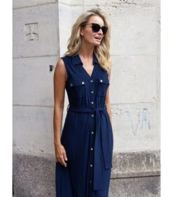 Lange Jurk In Vloeiende Overhemdstijl Stropdas SANTINA -Dames Outfits Winkel e062b890649e462dab1cb3087f624c24