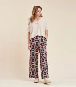 Bedrukte Broek Met Wijde Pijpen