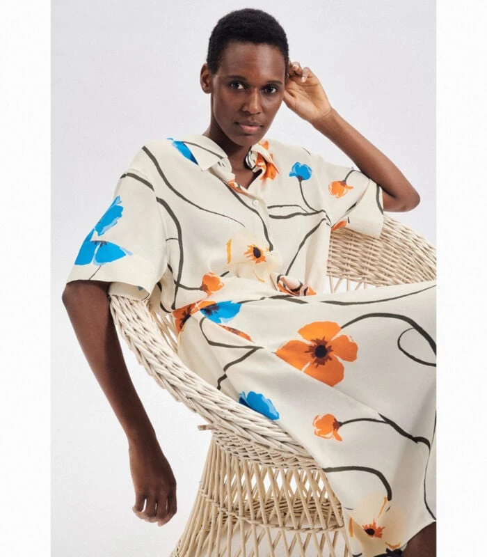 Seidensticker Jurk Bloemen Korte Mouwen Kraag 5 Seidensticker Jurk Bloemen Korte Mouwen Kraag - Afbeelding 5